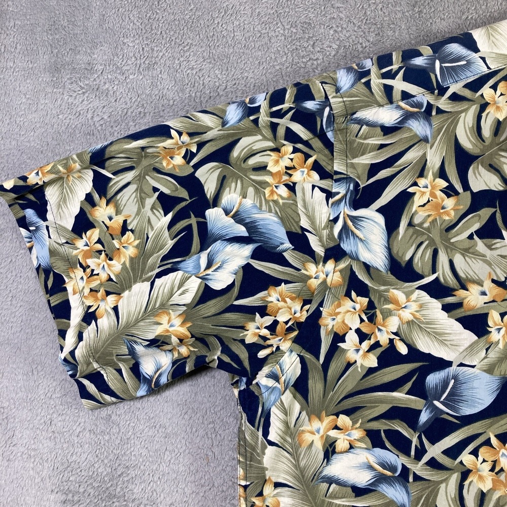 Vtg Pierre Cardin Hawaiian Shirt Men Large All Over Print Floral Button Up SS - Picture 7 of 16